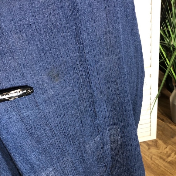 Vintage Y2K Cover Up Dress Crochet Deep V Neck Blue 3X - Picture 15 of 15